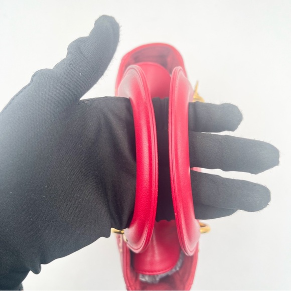 DIOR Lady Dior Medium Bag Red Lambskin with Gold Studs - Picture 12 of 15